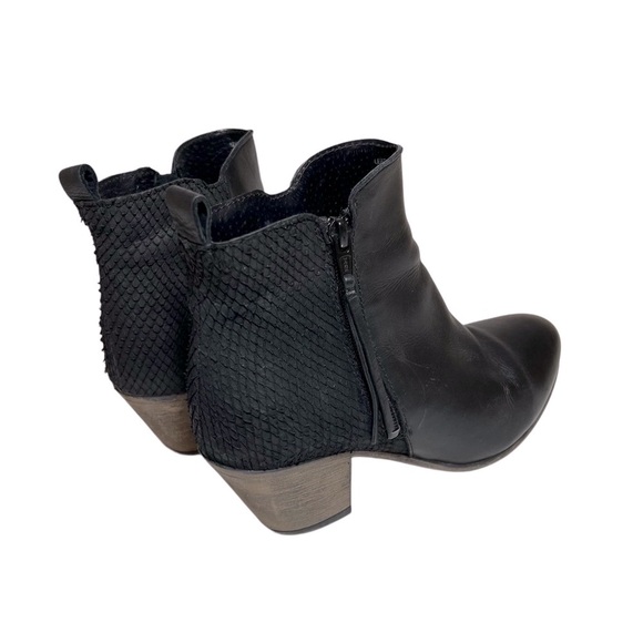 Eos Cisco Black Genuine Leather Chelsea Ankle Zip up Boots snake 38 8 - Picture 5 of 12